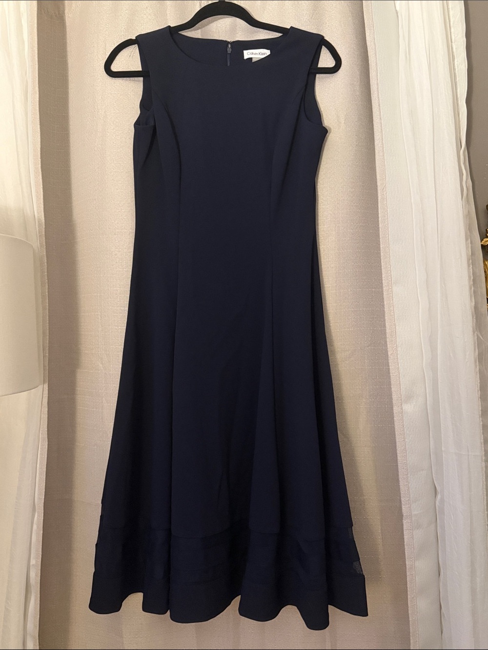 Calvin Klein Dark Navy Sleeveless Fit-and-Flare Dress